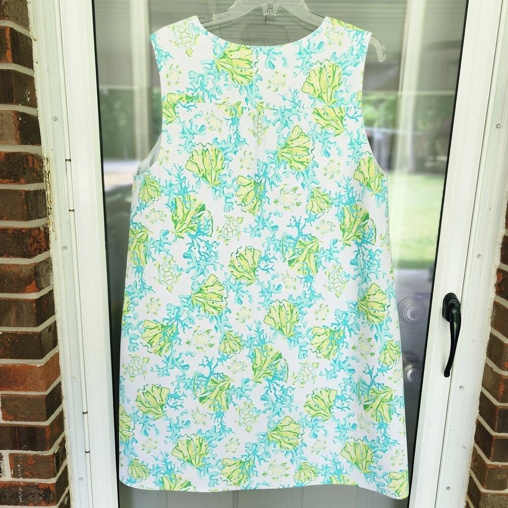 J. Jill Love Linen Women's XL Ocean Themed Lined Sleeveless Shift Dress Pockets - Picture 3 of 7